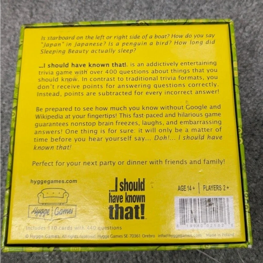 I Should Have Known That Trivia Game About Things You Ought To Know Open Box